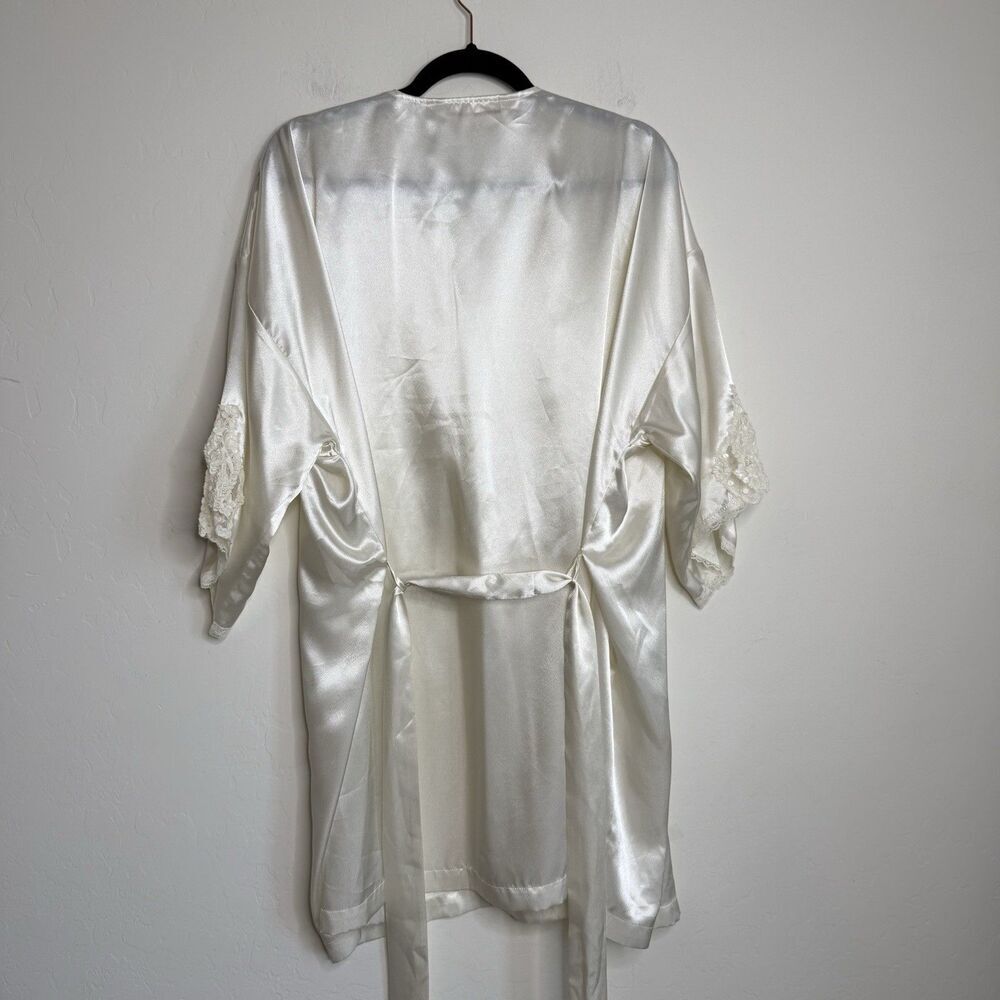 Victoria's Secret One Size Ivory Lace Trim Short Belted Robe Bridal Romantic - Picture 9 of 11